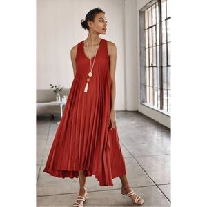 J. Jill Red Pleated Maxi Dress